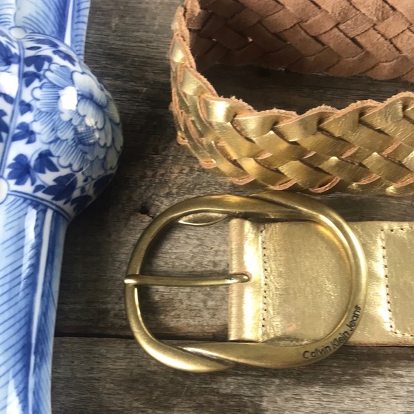 Calvin Klein Accessories - CK Jeans Gold Metallic Belt Size Large